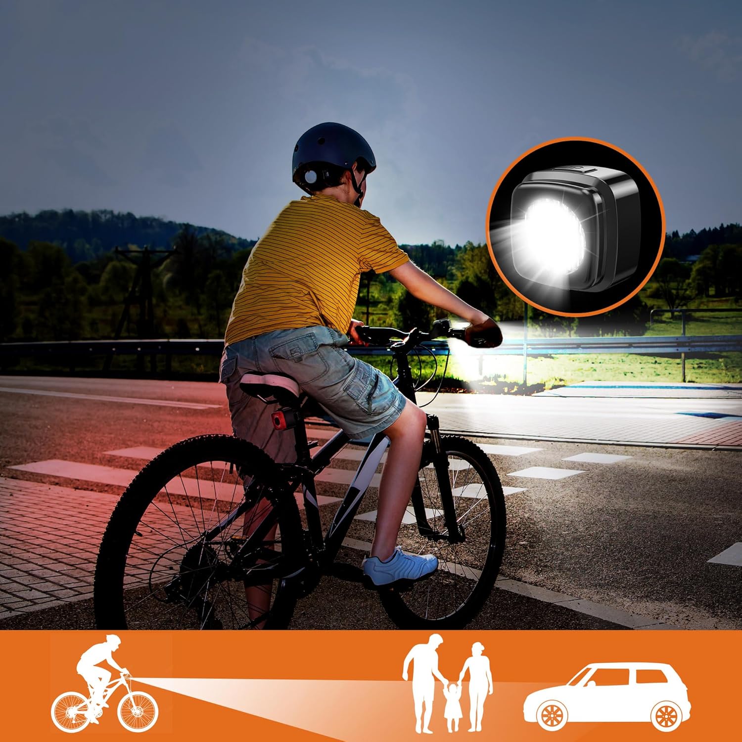 OnMeto Fahrradlicht vorne, IPX5 Wasserdicht Frontfahrrad Lampe Fahrrad licht，USB Type-C Wiederaufladbares Fahrradleuchten für Fahrrad
