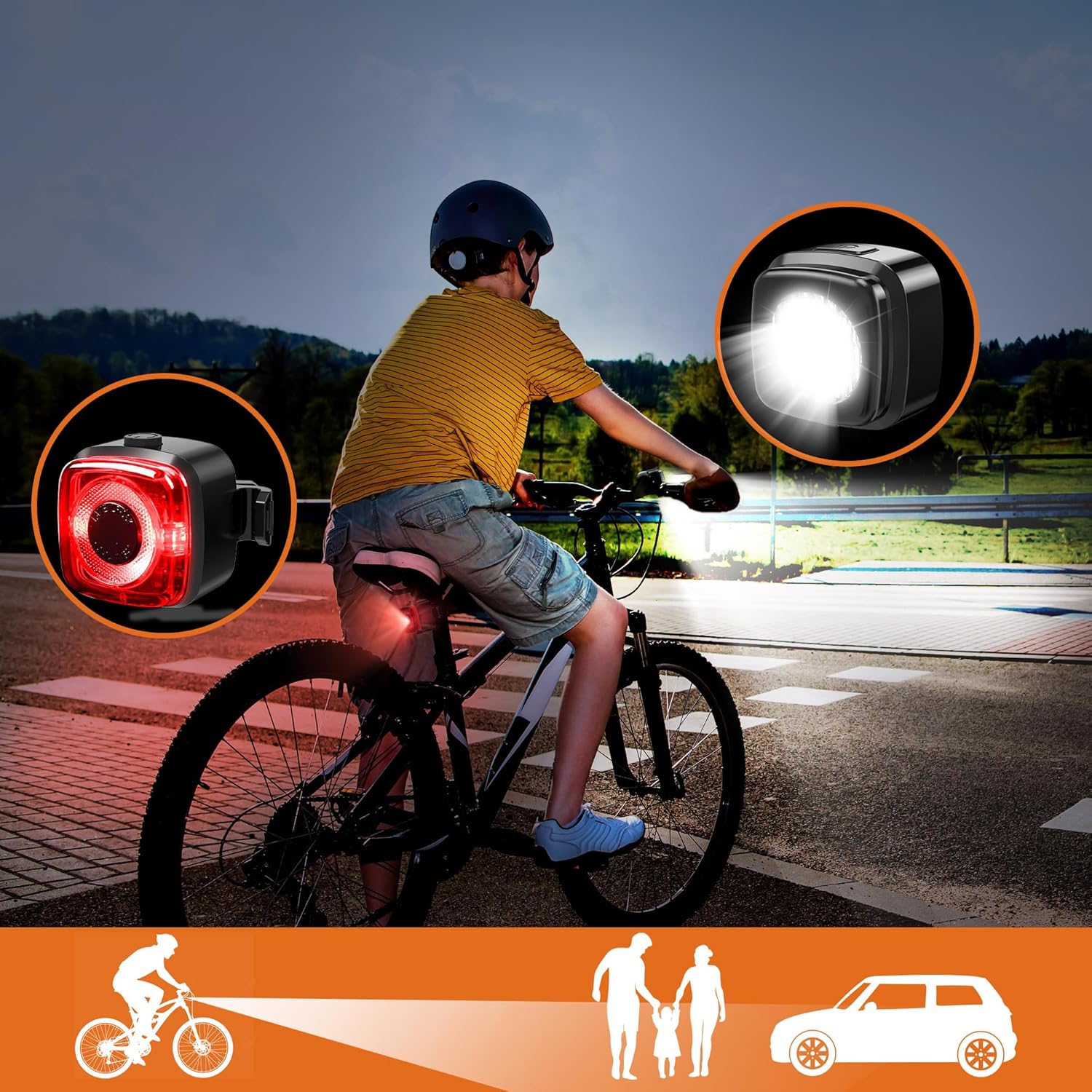 OnMeto Fahrradlicht Set,IPX5 Wasserdicht Frontfahrrad Lampe Rücklicht Fahrrad licht,USB Typ-C Wiederaufladbares Fahrradleuchten-Set fahrradlampe