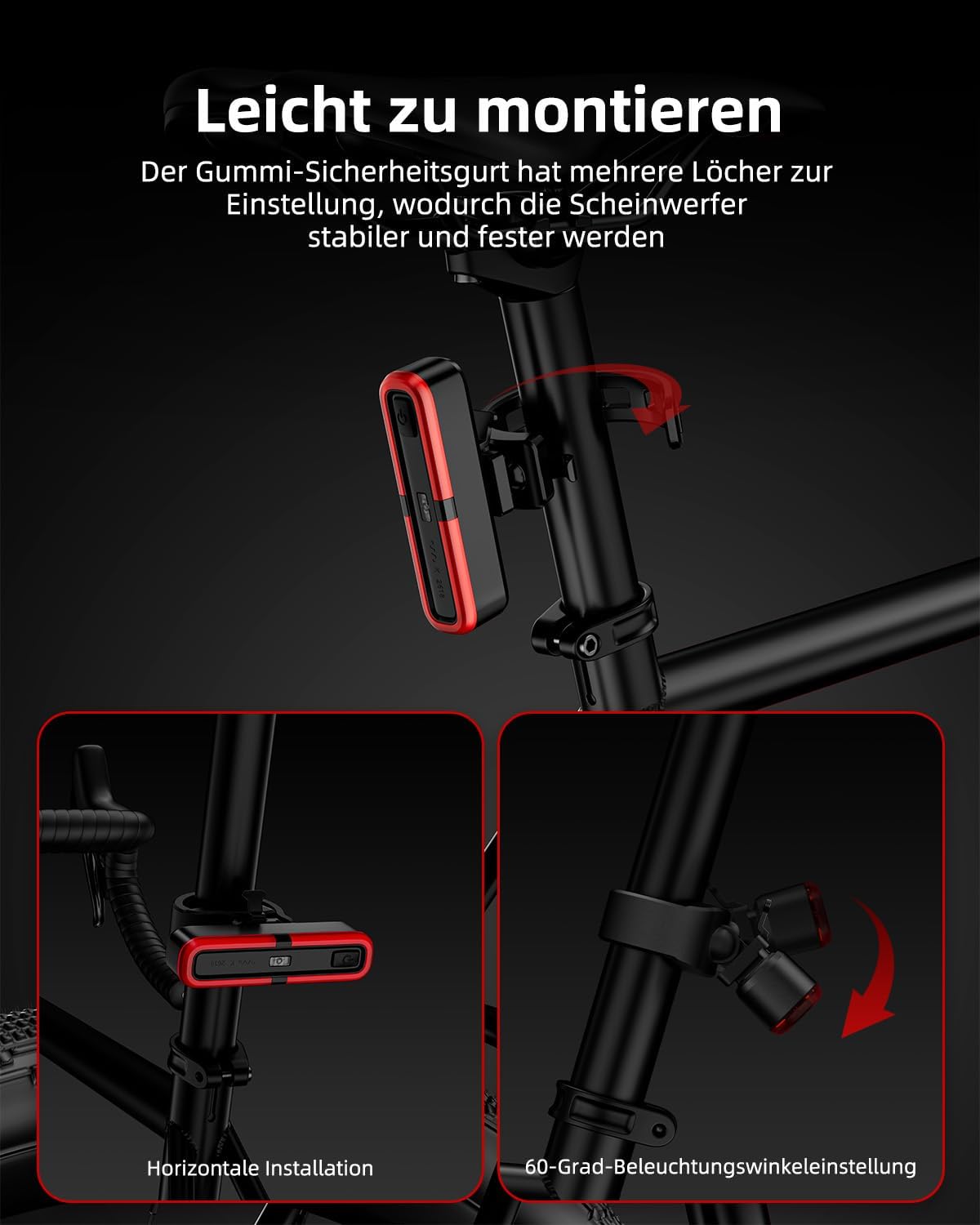 OnMeto Fahrrad Rücklicht Mit Bremsblinkfunktion, StVZO zugelassenen, Led Rücklicht Fahrrad USB Type-C Wiederaufladbares Fahrradlicht hinten Rücklicht Ebike IPX5 Wasserdicht für Rennrad, MTB, E-Bike
