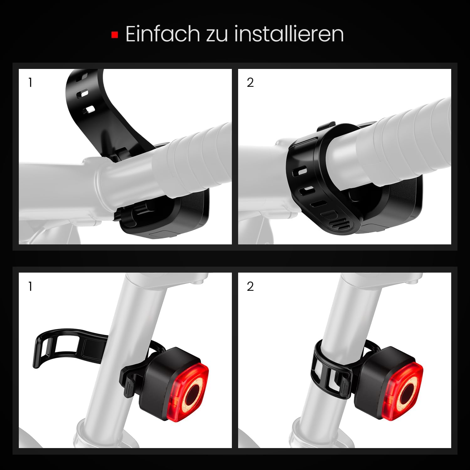 OnMeto Fahrradlicht Set,IPX5 Wasserdicht Frontfahrrad Lampe Rücklicht Fahrrad licht,USB Typ-C Wiederaufladbares Fahrradleuchten-Set fahrradlampe