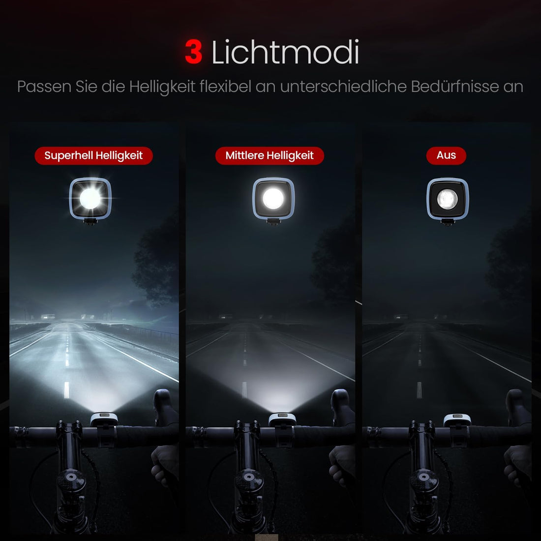 OnMeto Fahrradlicht vorne, IPX5 Wasserdicht Frontfahrrad Lampe Fahrrad licht，USB Type-C Wiederaufladbares Fahrradleuchten für Fahrrad(Blau)