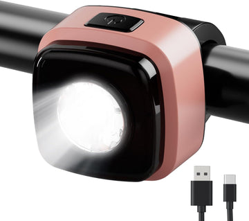 OnMeto Fahrradlicht vorne, IPX5 Wasserdicht Frontfahrrad Lampe Fahrrad licht，USB Type-C Wiederaufladbares Fahrradleuchten für Fahrrad(Rosa)